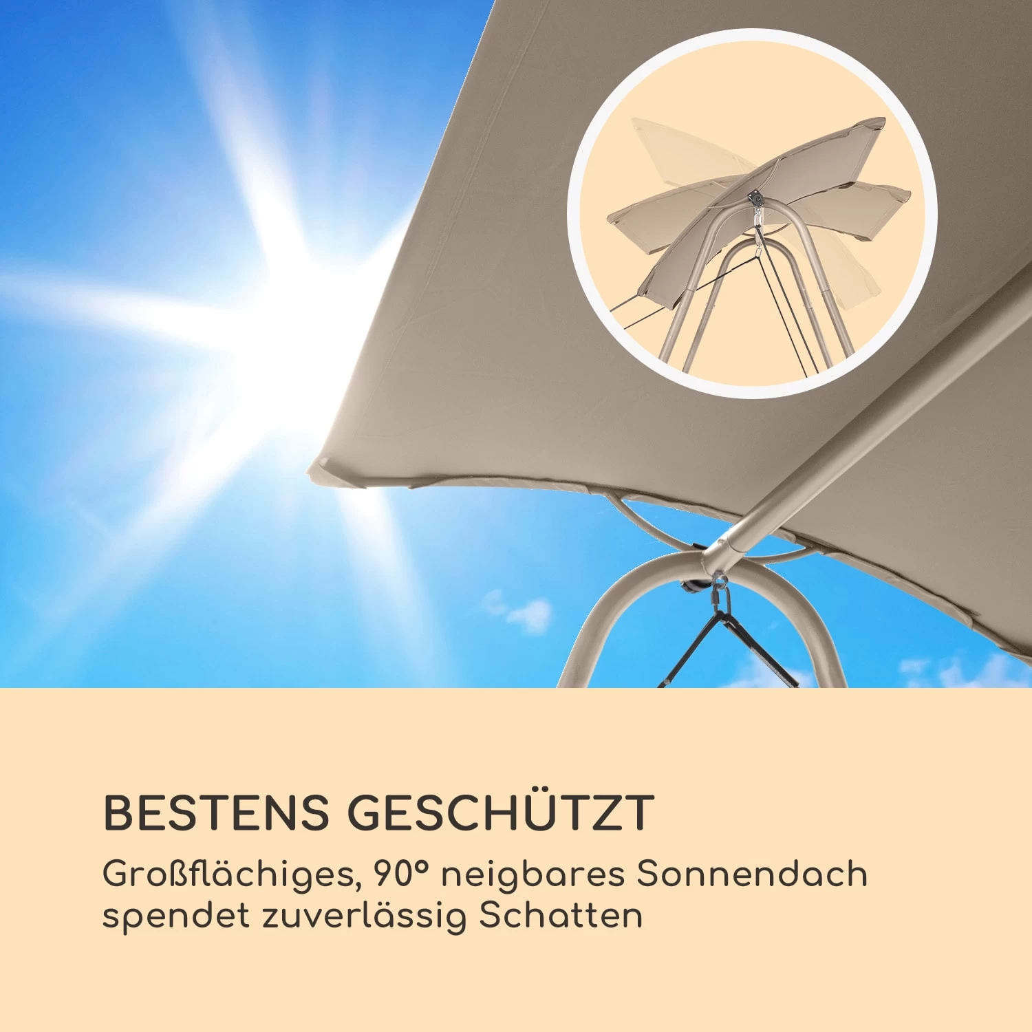 Garden Grove Gartenliege Swing Bed Stahlrahmen Sonnendach Polyester 7 Garden Grove Gartenliege Swing Bed Stahlrahmen Sonnendach Polyester – Bild 5