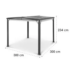 Pantheon Cortina Solid Sky Pergola Vordach 3x3m Polycarbonat -Gartenwelt Verkauf 10035872 yy 0007 dimensions