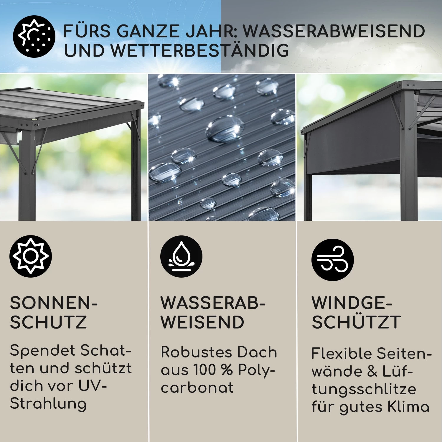 Pantheon Cortina Solid Sky Pergola Vordach 3x4m Polycarbonat 4 Pantheon Cortina Solid Sky Pergola Vordach 3x4m Polycarbonat – Bild 2