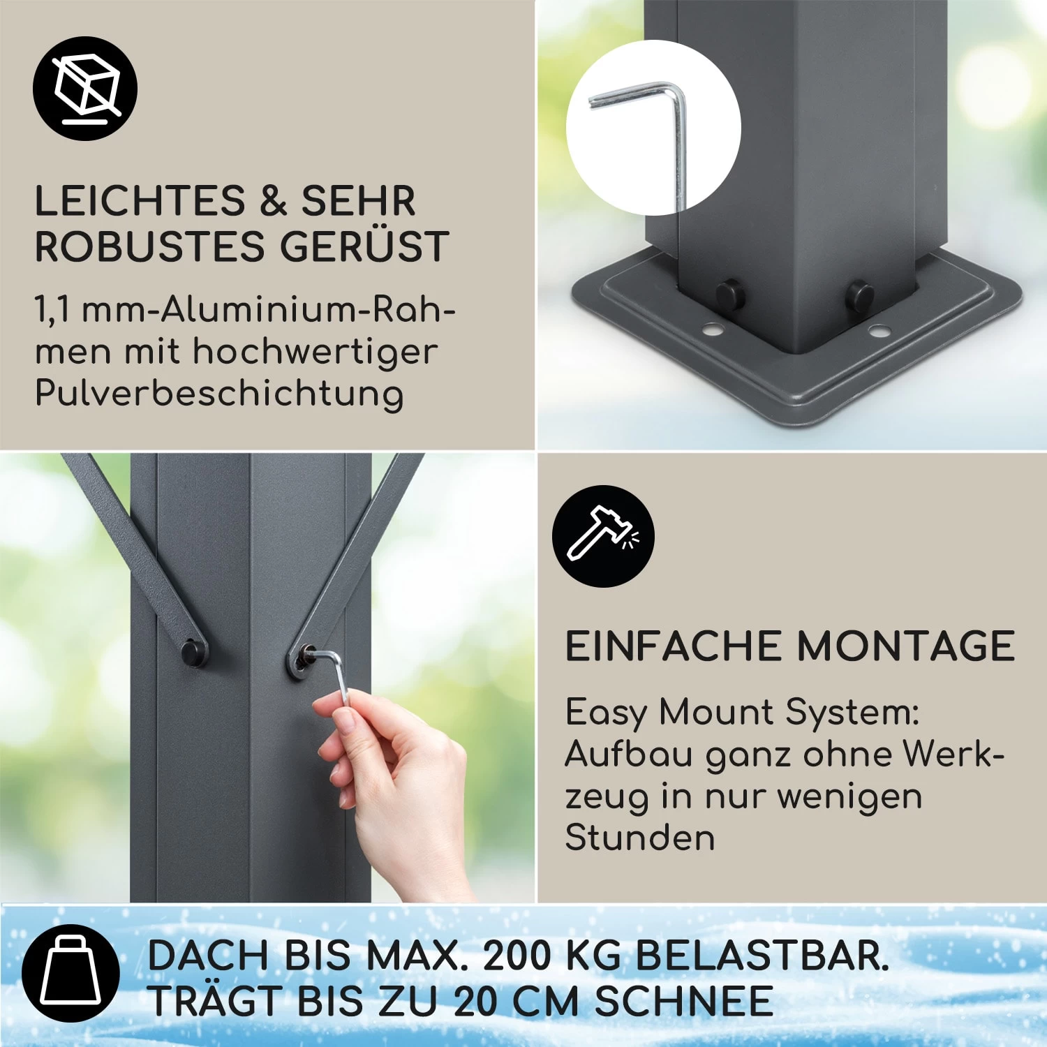 Pantheon Cortina Solid Sky Pergola Vordach 3x4m Polycarbonat 5 Pantheon Cortina Solid Sky Pergola Vordach 3x4m Polycarbonat – Bild 3