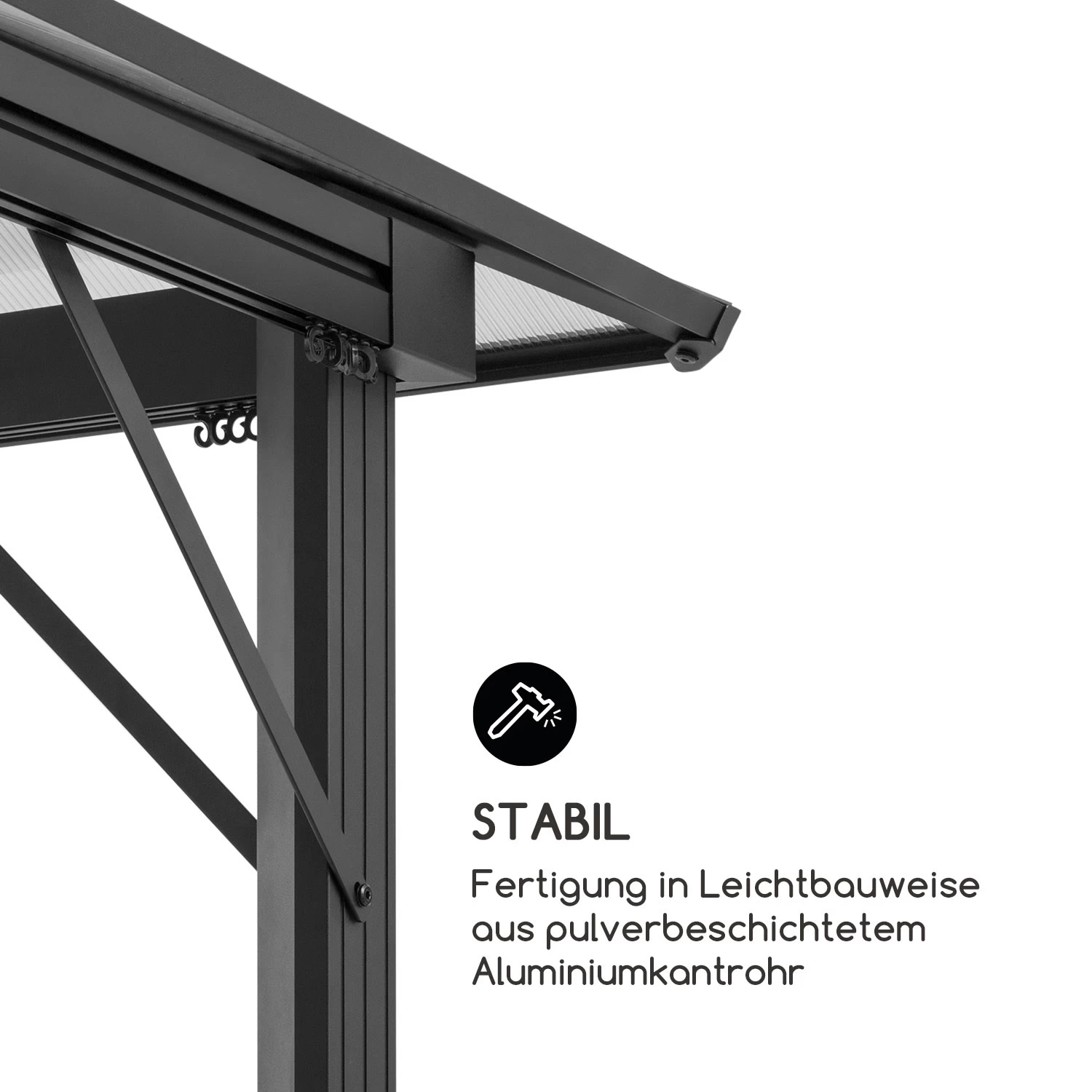 Pantheon Solid Sky Ambient Solar Pavillon 3x3m Polycarbonat Aluminium 8 Pantheon Solid Sky Ambient Solar Pavillon 3x3m Polycarbonat Aluminium – Bild 6