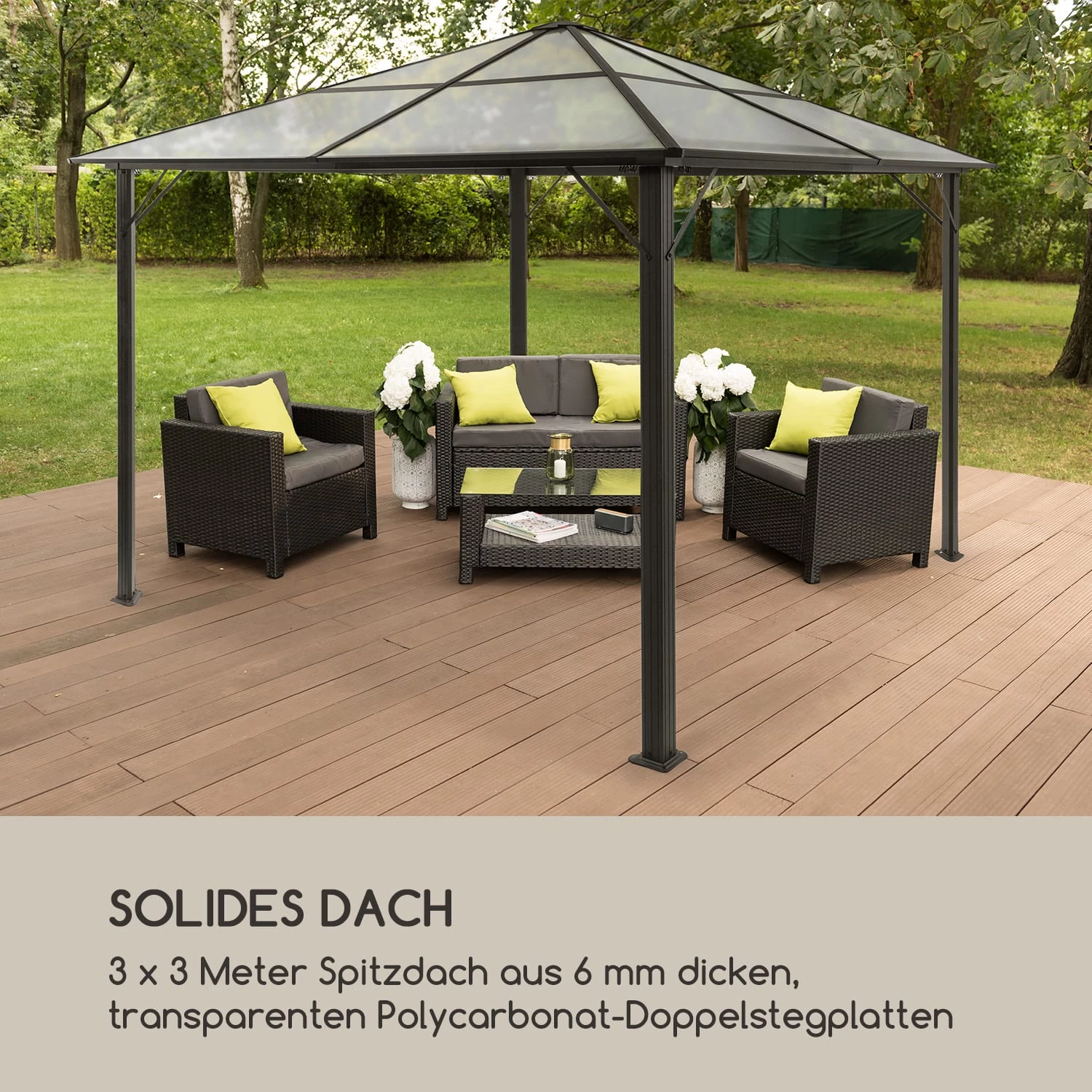 Pantheon Solid Sky Ambient Solar Pavillon 3x3m Polycarbonat Aluminium 9 Pantheon Solid Sky Ambient Solar Pavillon 3x3m Polycarbonat Aluminium – Bild 7