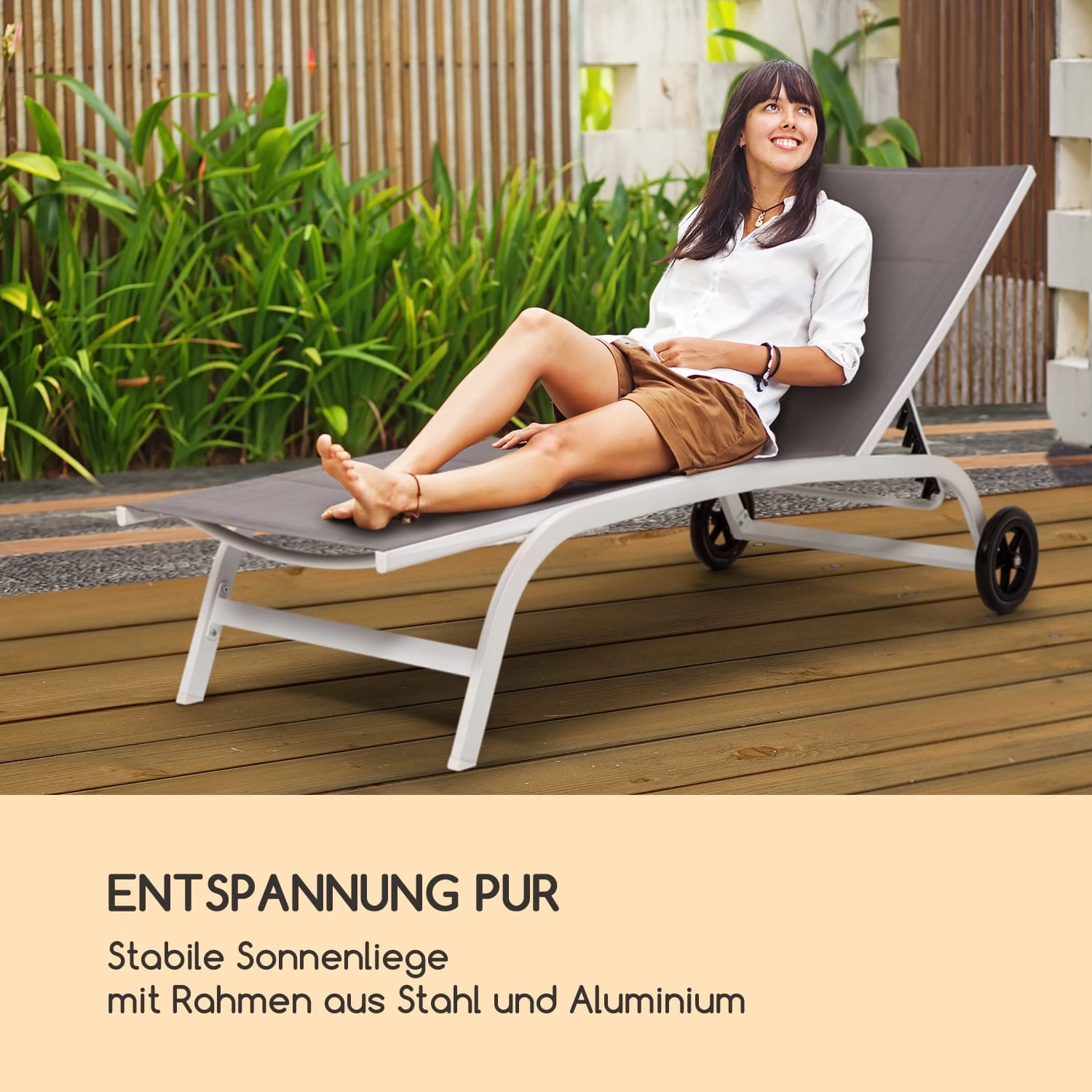 Limala Sonnenliege Lounger Stahl/Aluminium Textilene 150 Kg Mobil 4 Limala Sonnenliege Lounger Stahl/Aluminium Textilene 150 Kg Mobil – Bild 2