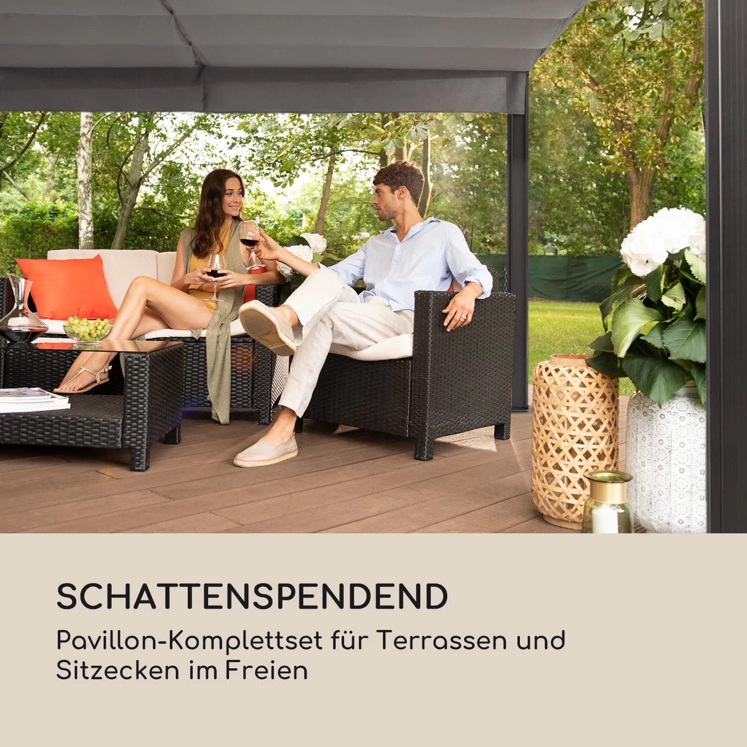 Pantheon Cortina Pergola Ersatzdach 200 G/m² Polyester-Tuch 3x6 M Inkl. Seilzug 4 Pantheon Cortina Pergola Ersatzdach 200 G/m² Polyester-Tuch 3x6 M Inkl. Seilzug – Bild 2