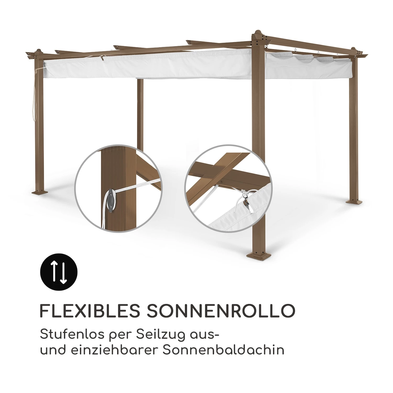 Pantheon Rust Pergola Ersatzdach 200 G/m² Polyester-Tuch 3x4 M Inkl. Seilzug 5 Pantheon Rust Pergola Ersatzdach 200 G/m² Polyester-Tuch 3x4 M Inkl. Seilzug – Bild 3