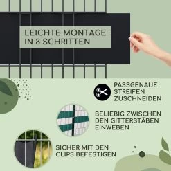 Sichtschutzstreifen Gartenzaun PVC 450 G/m² 50x19cm Clips -Gartenwelt Verkauf 10037983 de 0004 usp