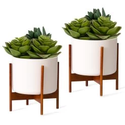 Thorn Blumentopf Mit Ständer 50er Jahre Stil 2er-Set Akazie 19,6x20x19,6 Cm