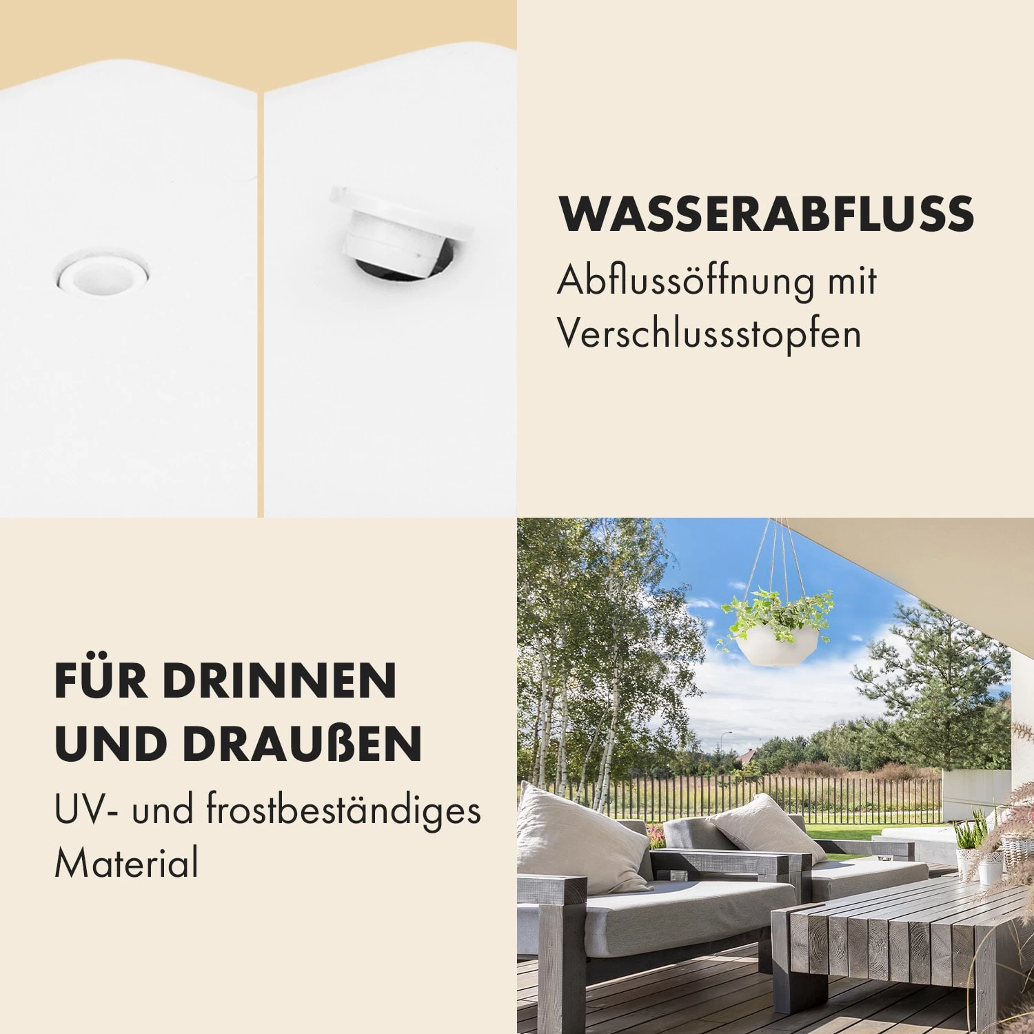 Laren Blumenampel Ø 28 Cm Polystone Mit Naturseilen 2er-Set 6 Laren Blumenampel Ø 28 Cm Polystone Mit Naturseilen 2er-Set – Bild 4