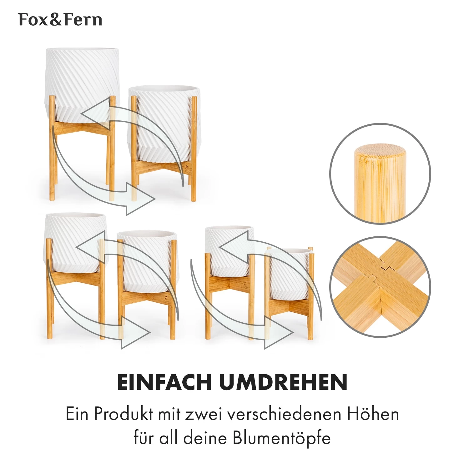 Zeist Pflanzenhalter 3er-Set 2 Höhen Kombinierbar Steck-Design Naturbelassen 7 Zeist Pflanzenhalter 3er-Set 2 Höhen Kombinierbar Steck-Design Naturbelassen – Bild 5