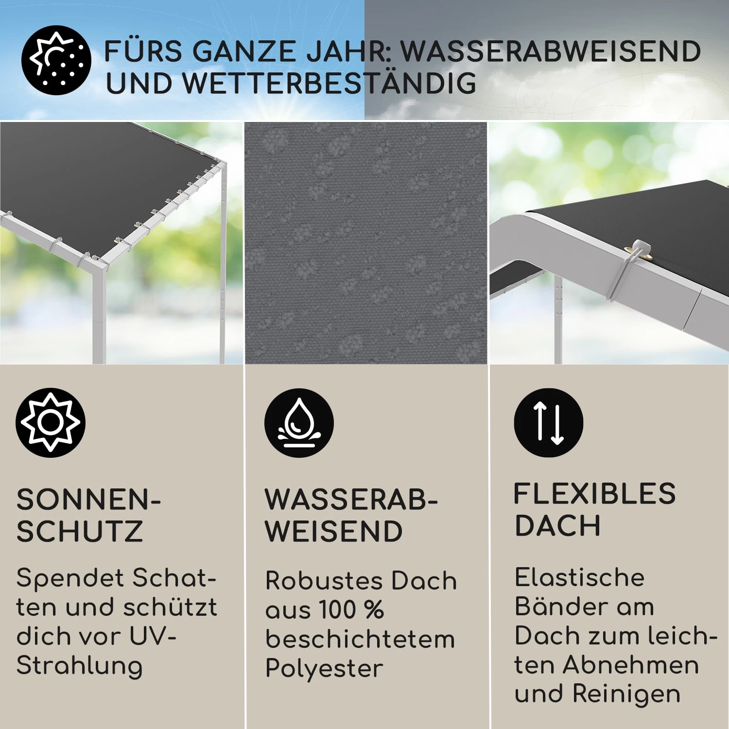 Blumfeldt La Rochelle Gazebo Schrägdach UV 50+ Aluminium Polyester 4 Blumfeldt La Rochelle Gazebo Schrägdach UV 50+ Aluminium Polyester – Bild 2