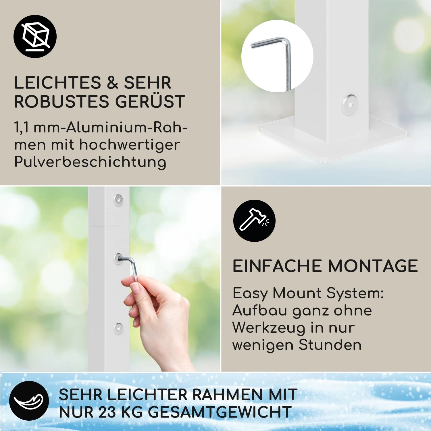 Blumfeldt La Rochelle Gazebo Schrägdach UV 50+ Aluminium Polyester 5 Blumfeldt La Rochelle Gazebo Schrägdach UV 50+ Aluminium Polyester – Bild 3