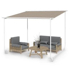 Nantes Pavillon Gazebo Sonnendach 3x3m Polyester Stahlrahmen UV50+ Bodenrollen