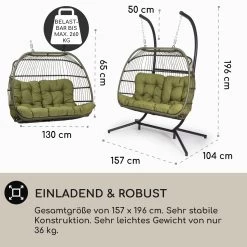 Biarritz Double Hängesessel Zweier PE Aluminium Polyrattan 260 Kg -Gartenwelt Verkauf 10040298 de 0004 usp