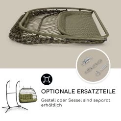 Biarritz Double Hängesessel Zweier PE Aluminium Polyrattan 260 Kg -Gartenwelt Verkauf 10040298 de 0005 usp