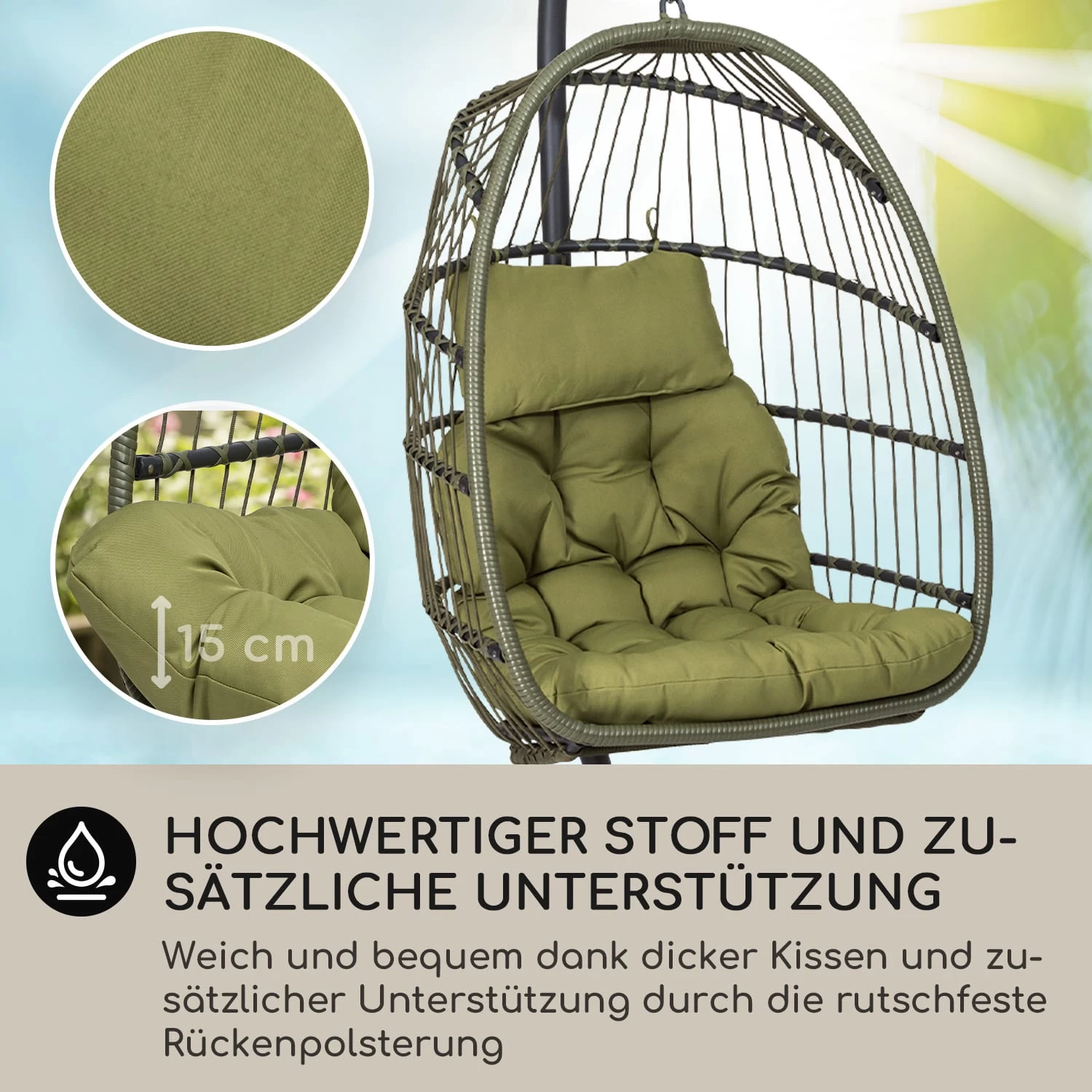 Biarritz Individuelle Hängesessel PE Aluminium Polyrattan 130 Kg 4 Biarritz Individuelle Hängesessel PE Aluminium Polyrattan 130 Kg – Bild 2