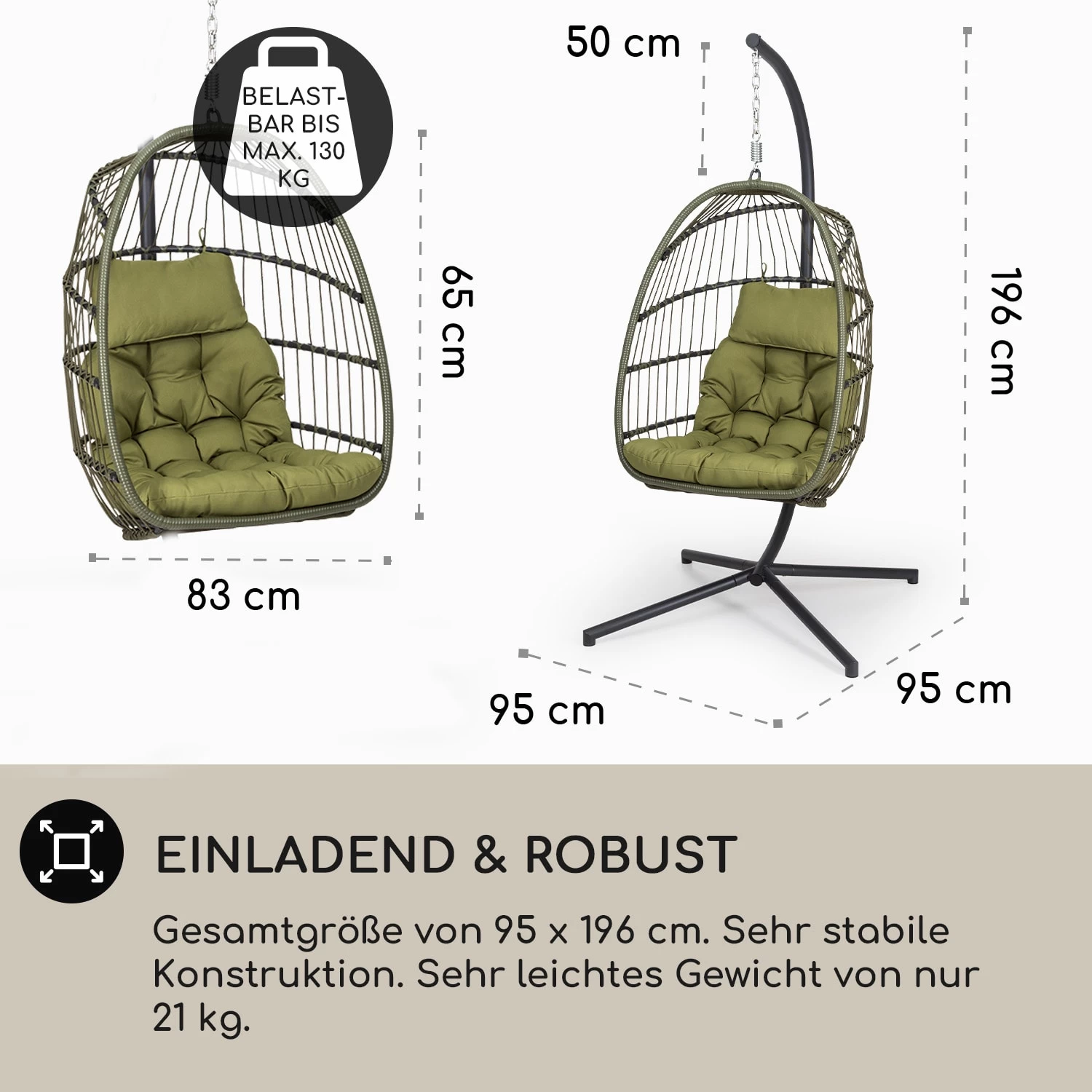 Biarritz Individuelle Hängesessel PE Aluminium Polyrattan 130 Kg 6 Biarritz Individuelle Hängesessel PE Aluminium Polyrattan 130 Kg – Bild 4